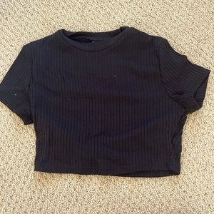 Black crop top tight neck from Shein